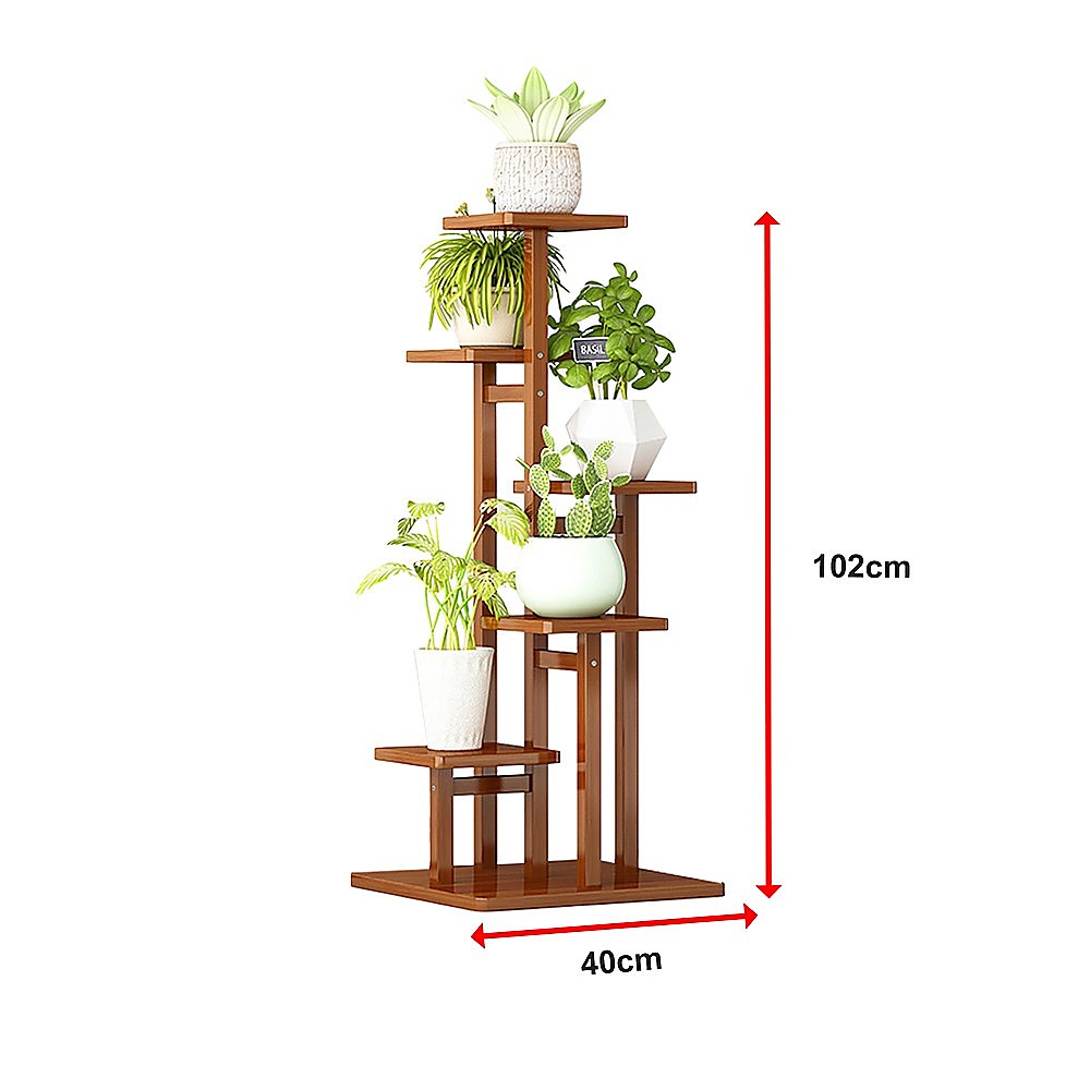 Sofas & Sofa Beds: 5 Tiers Vertical Bamboo Plant Stand Staged Flower Shelf Rack Outdoor Garden