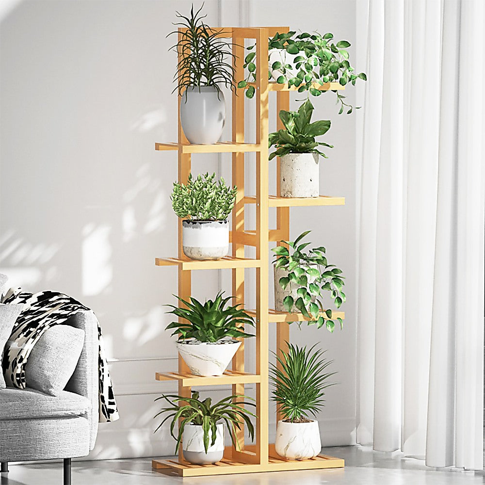 Sofas & Sofa Beds: 6 Tiers Vertical Bamboo Plant Stand Staged Flower Shelf Rack Outdoor Garden