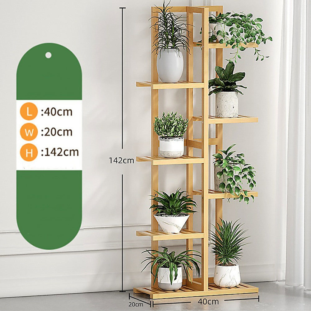 Sofas & Sofa Beds: 6 Tiers Vertical Bamboo Plant Stand Staged Flower Shelf Rack Outdoor Garden