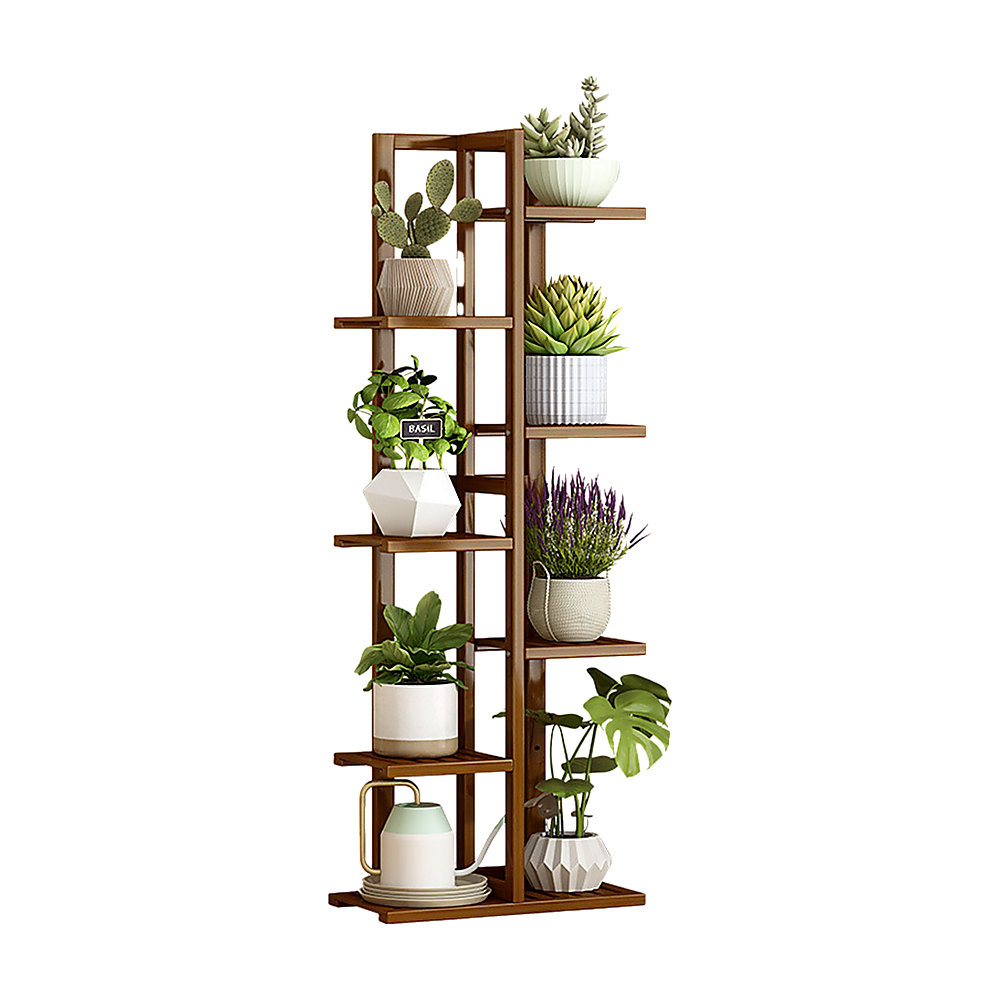 Sofas & Sofa Beds: 6 Tiers Vertical Bamboo Plant Stand Staged Flower Shelf Rack Outdoor Garden
