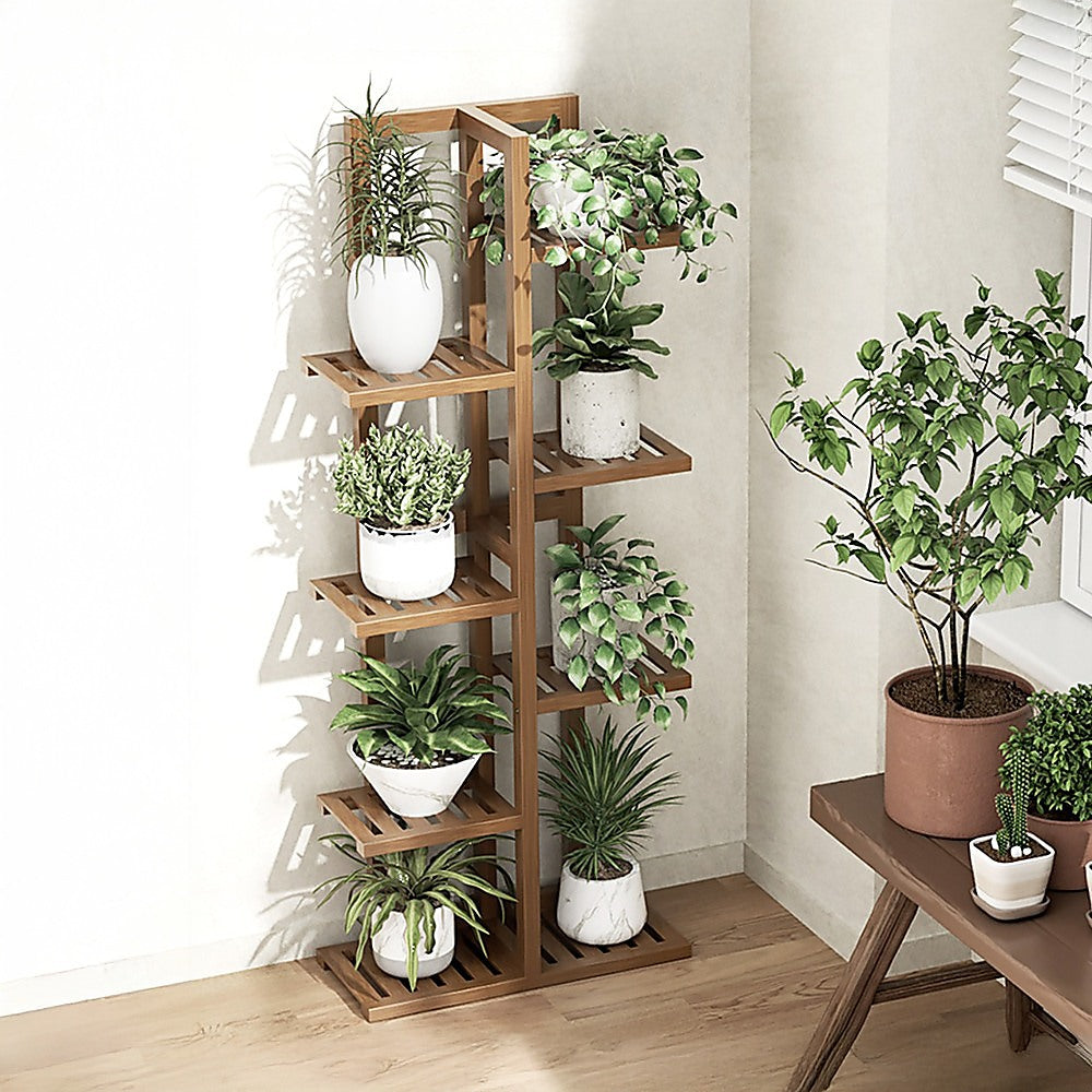 Sofas & Sofa Beds: 6 Tiers Vertical Bamboo Plant Stand Staged Flower Shelf Rack Outdoor Garden