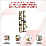 Sofas & Sofa Beds: 6 Tiers Vertical Bamboo Plant Stand Staged Flower Shelf Rack Outdoor Garden