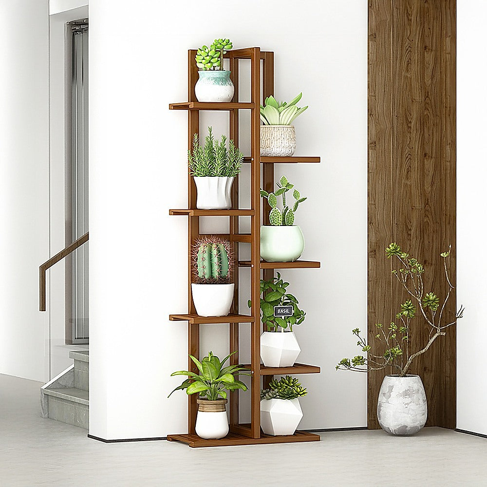 Sofas & Sofa Beds: 6 Tiers Vertical Bamboo Plant Stand Staged Flower Shelf Rack Outdoor Garden