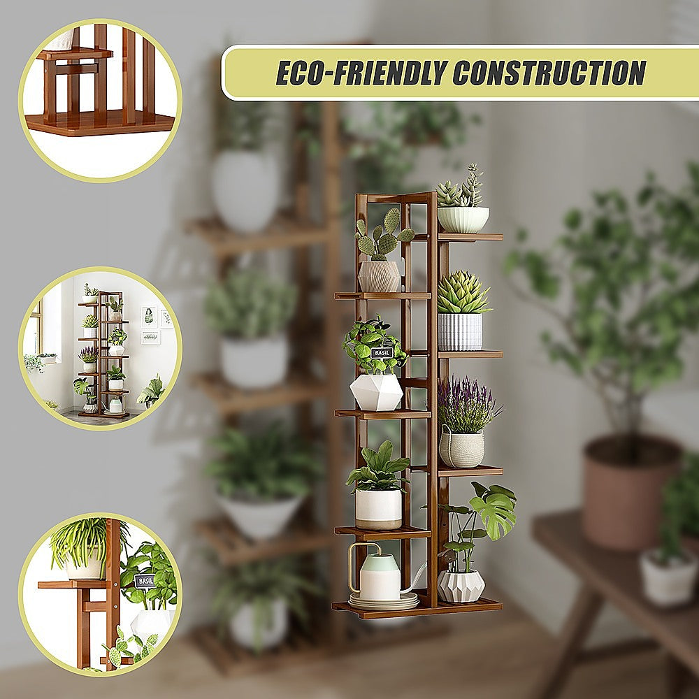 Sofas & Sofa Beds: 6 Tiers Vertical Bamboo Plant Stand Staged Flower Shelf Rack Outdoor Garden