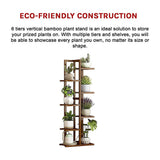 Sofas & Sofa Beds: 6 Tiers Vertical Bamboo Plant Stand Staged Flower Shelf Rack Outdoor Garden