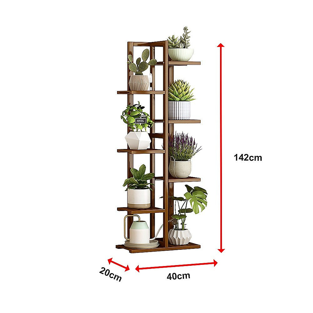 Sofas & Sofa Beds: 6 Tiers Vertical Bamboo Plant Stand Staged Flower Shelf Rack Outdoor Garden