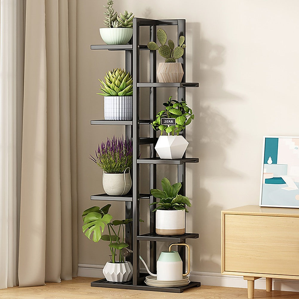 Sofas & Sofa Beds: 6 Tiers Vertical Bamboo Plant Stand Staged Flower Shelf Rack Outdoor Garden