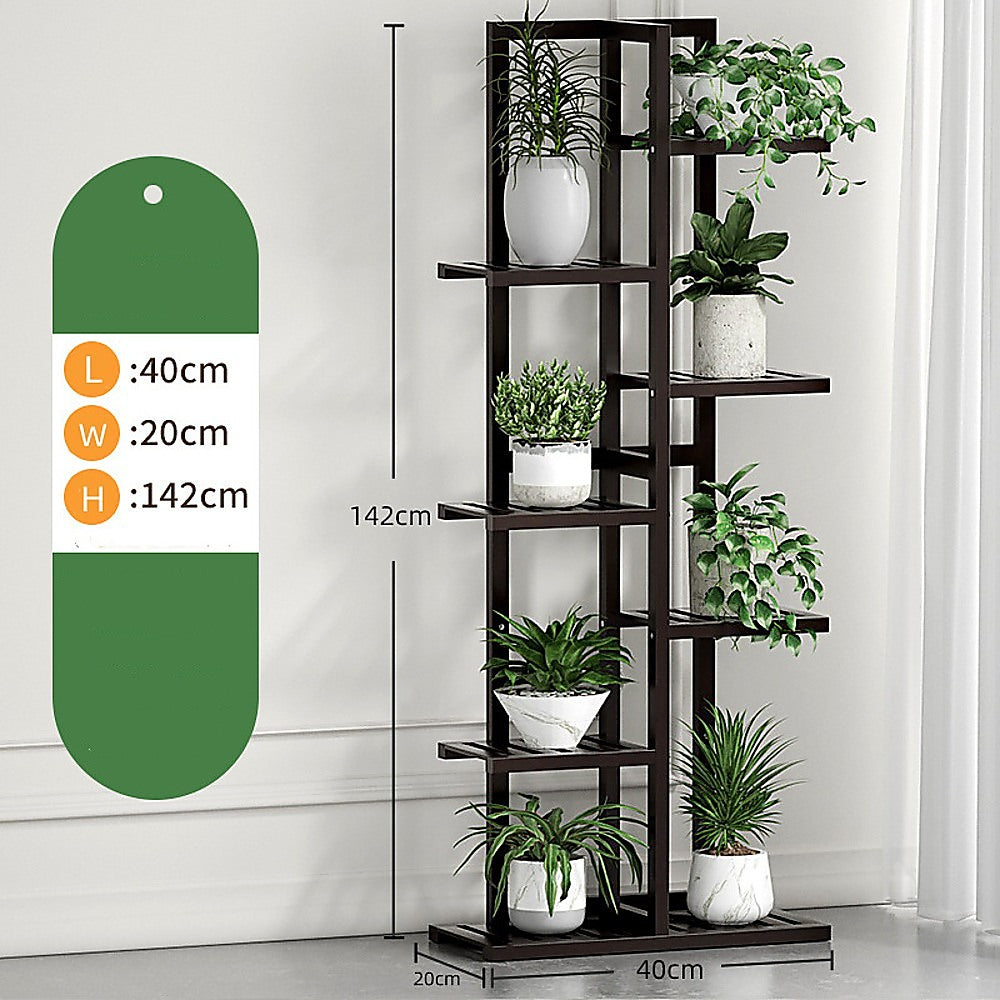 Sofas & Sofa Beds: 6 Tiers Vertical Bamboo Plant Stand Staged Flower Shelf Rack Outdoor Garden