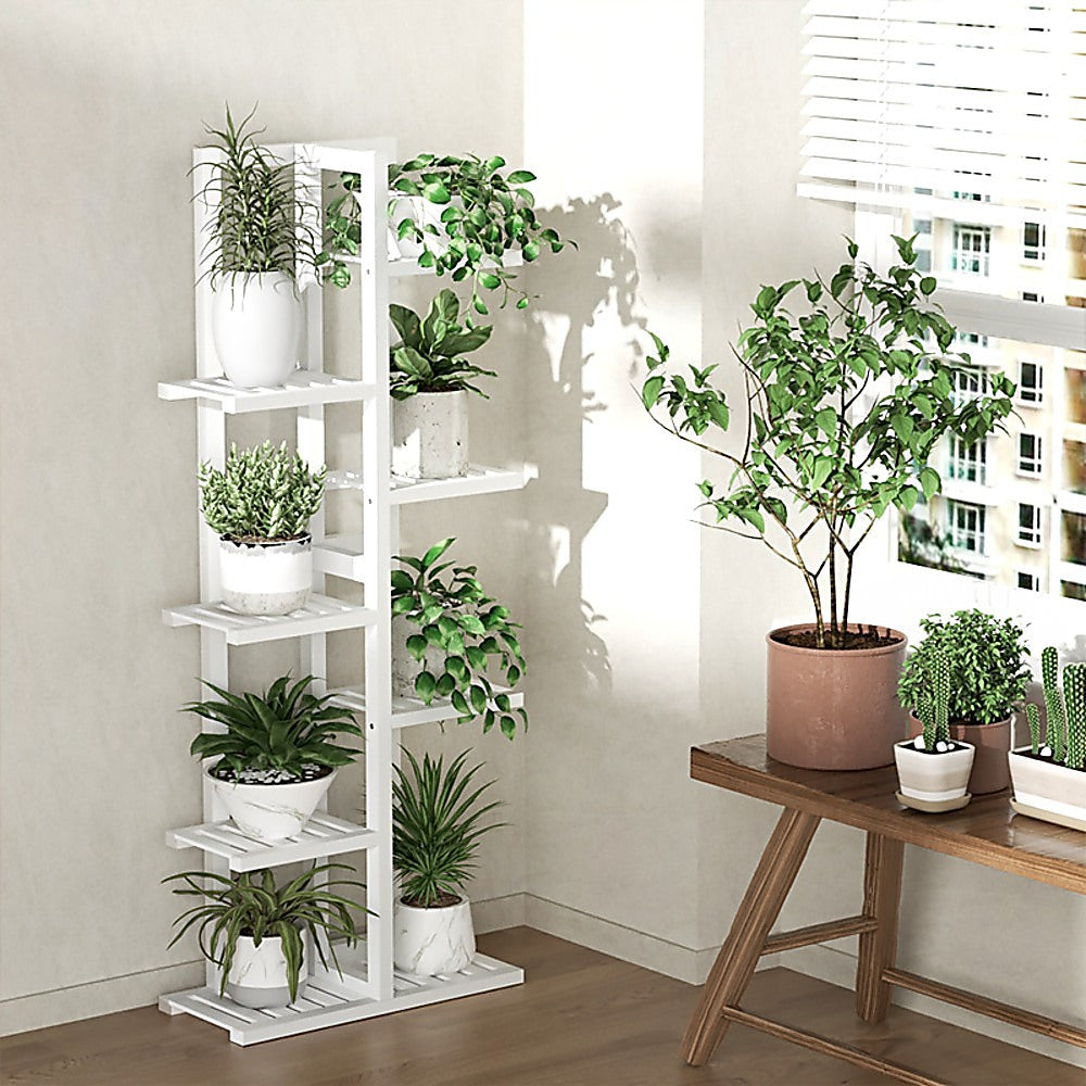 Sofas & Sofa Beds: 6 Tiers Vertical Bamboo Plant Stand Staged Flower Shelf Rack Outdoor Garden