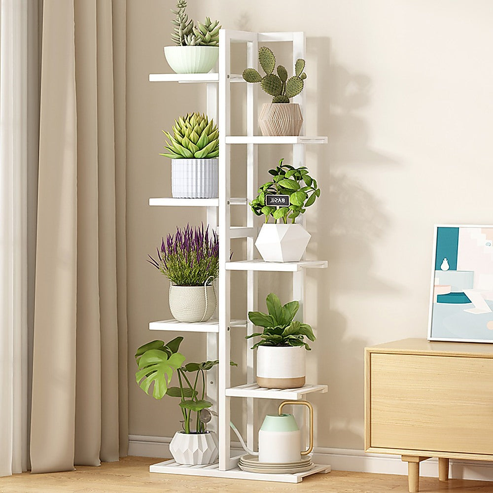 Sofas & Sofa Beds: 6 Tiers Vertical Bamboo Plant Stand Staged Flower Shelf Rack Outdoor Garden