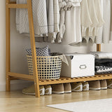 Clothing & Wardrobe Storage: Portable Clothes Rack Coat Garment Stand Bamboo Rail Hanger Airer Closet