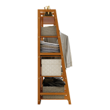 Clothing & Wardrobe Storage: Portable Clothes Rack Coat Garment Stand Bamboo Rail Hanger Airer Closet