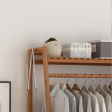Clothing & Wardrobe Storage: Portable Clothes Rack Coat Garment Stand Bamboo Rail Hanger Airer Closet