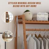 Clothing & Wardrobe Storage: Portable Clothes Rack Coat Garment Stand Bamboo Rail Hanger Airer Closet