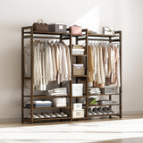 Clothing & Wardrobe Storage: Portable Clothes Rack Coat Garment Stand Bamboo Rail Hanger Airer Closet
