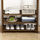 Clothing & Wardrobe Storage: Portable Clothes Rack Coat Garment Stand Bamboo Rail Hanger Airer Closet