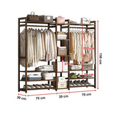 Clothing & Wardrobe Storage: Portable Clothes Rack Coat Garment Stand Bamboo Rail Hanger Airer Closet