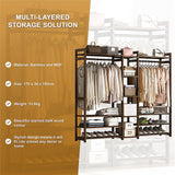 Clothing & Wardrobe Storage: Portable Clothes Rack Coat Garment Stand Bamboo Rail Hanger Airer Closet