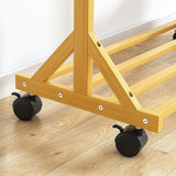Clothing & Wardrobe Storage: Portable Clothes Rack Coat Garment Stand Bamboo Rail Hanger Airer Closet