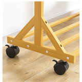 Clothing & Wardrobe Storage: Portable Clothes Rack Coat Garment Stand Bamboo Rail Hanger Airer Closet