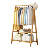 Clothing & Wardrobe Storage: Portable Clothes Rack Coat Garment Stand Bamboo Rail Hanger Airer Closet
