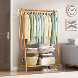 Clothing & Wardrobe Storage: Portable Clothes Rack Coat Garment Stand Bamboo Rail Hanger Airer Closet