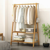 Clothing & Wardrobe Storage: Portable Clothes Rack Coat Garment Stand Bamboo Rail Hanger Airer Closet