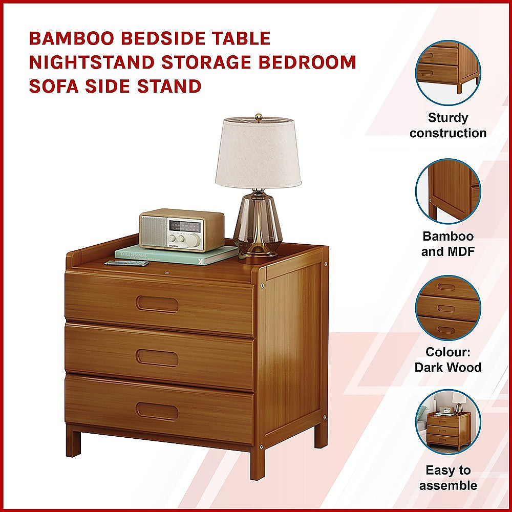 Bedside Tables: Bamboo Bedside Table Nightstand Storage Bedroom Sofa Side Stand