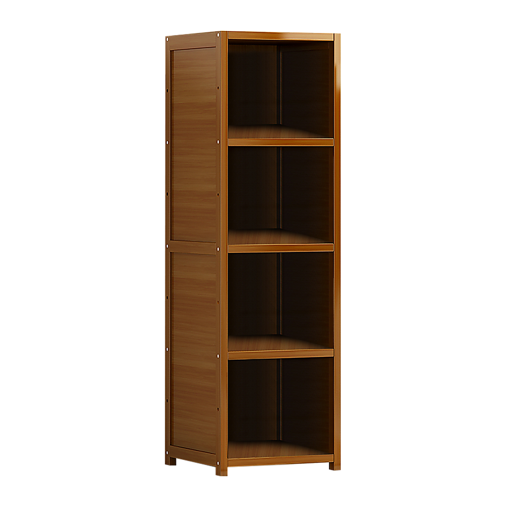 Kid's Bookcases & Shelves: Bamboo 4-Shelf Bookcase  Adjustable Display Storage Rack Stand for Living Room, Bedroom, Office or Home Organisation