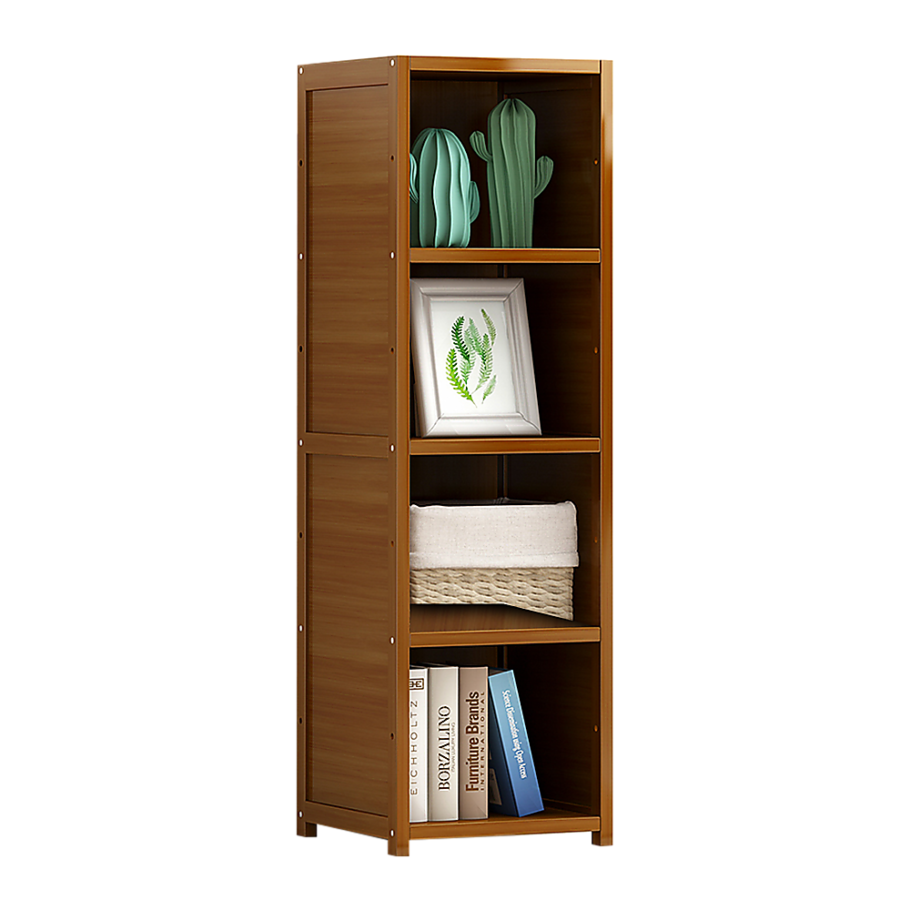 Kid's Bookcases & Shelves: Bamboo 4-Shelf Bookcase  Adjustable Display Storage Rack Stand for Living Room, Bedroom, Office or Home Organisation