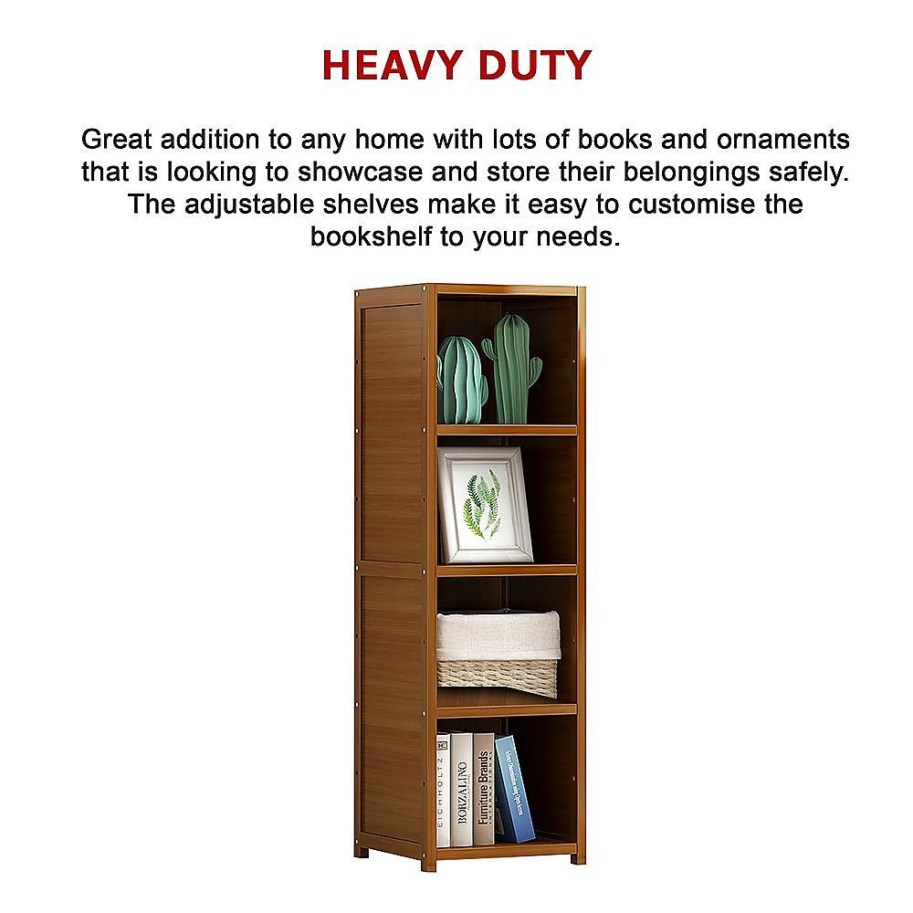 Kid's Bookcases & Shelves: Bamboo 4-Shelf Bookcase  Adjustable Display Storage Rack Stand for Living Room, Bedroom, Office or Home Organisation