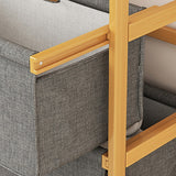 Storage Cabinets: Bamboo Shelf with Storage Hamper  Wooden Organiser with 4 Laundry Bags