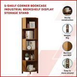 Bookcases & Shelves: 5-Shelf Corner Bookcase Industrial Bookshelf Display Storage Stand