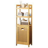 Sofas & Sofa Beds: Bamboo 2-in-1 Laundry Hamper Side Table with 2 Shelves and Clothes Basket