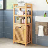 Sofas & Sofa Beds: Bamboo 2-in-1 Laundry Hamper Side Table with 2 Shelves and Clothes Basket