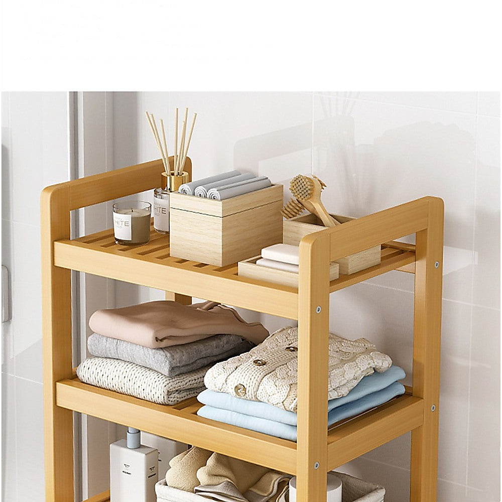 Sofas & Sofa Beds: Bamboo 2-in-1 Laundry Hamper Side Table with 2 Shelves and Clothes Basket