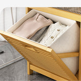 Sofas & Sofa Beds: Bamboo 2-in-1 Laundry Hamper Side Table with 2 Shelves and Clothes Basket