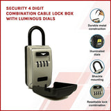 Masonry Tools: Security 4 Digit Combination Cable Lock Box With Luminous Dials