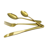 24-piece Gold Cutlery Flatware Stainless Steel Silverware Set Reflective Mirror Finish