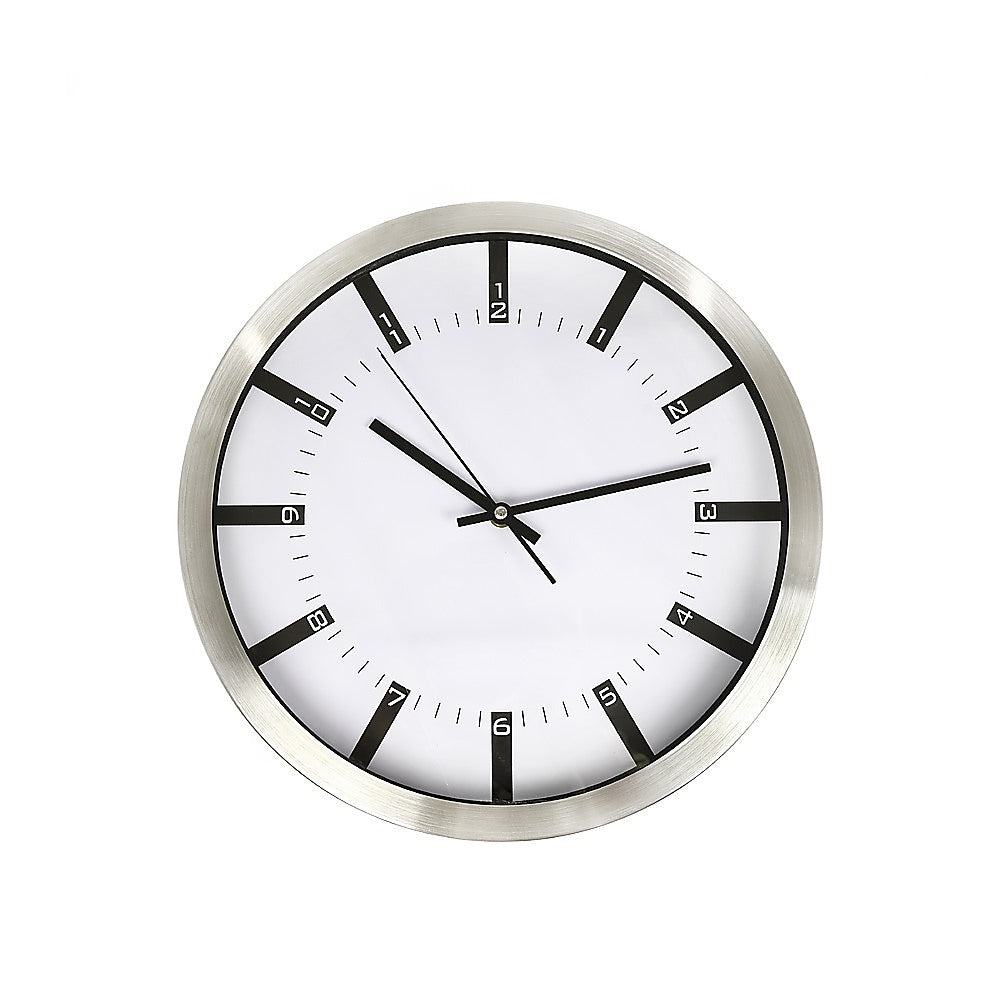 Clocks: Modern Wall Clock Silent Non-Ticking Quartz Battery Operated Stainless Steel