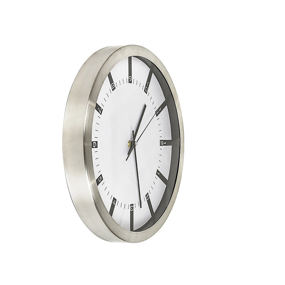 Clocks: Modern Wall Clock Silent Non-Ticking Quartz Battery Operated Stainless Steel