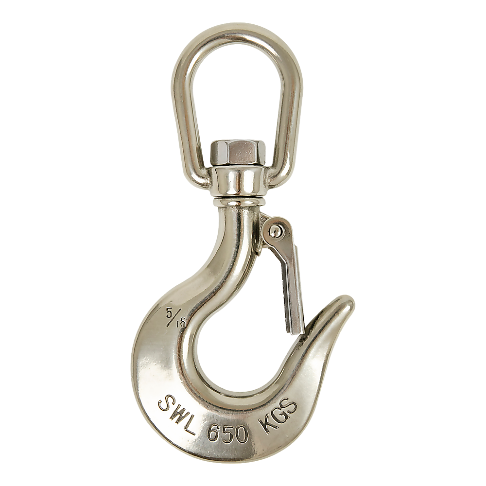Masonry Tools: 304 Stainless Steel Swivel Lift Clevis Chain Crane Hook with Safety Lock 650kg
