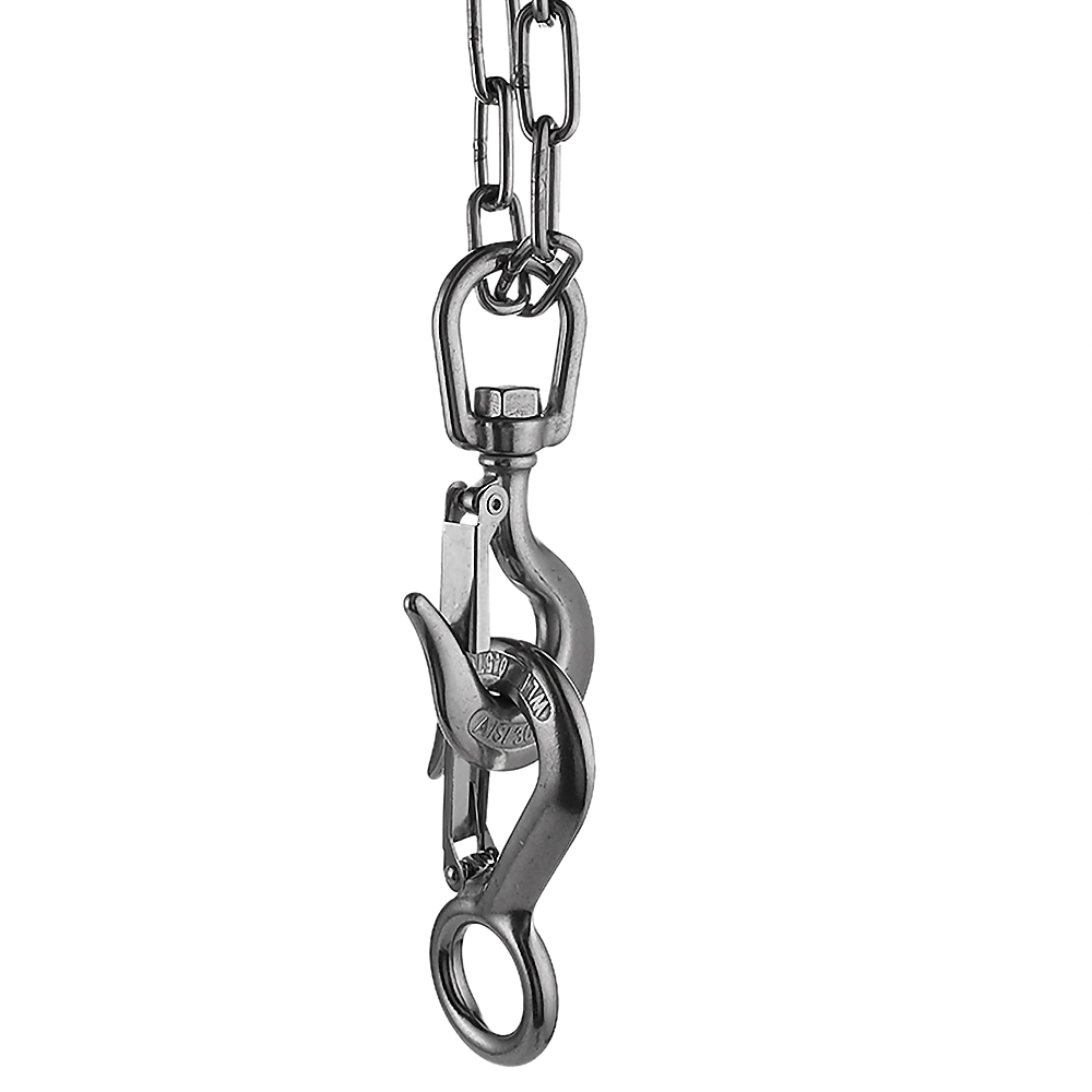 Masonry Tools: 304 Stainless Steel Swivel Lift Clevis Chain Crane Hook with Safety Lock 650kg