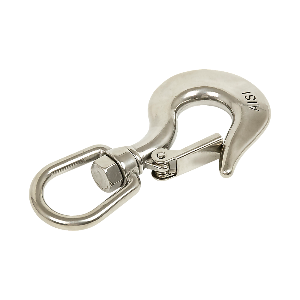 Masonry Tools: 304 Stainless Steel Swivel Lift Clevis Chain Crane Hook with Safety Lock 650kg