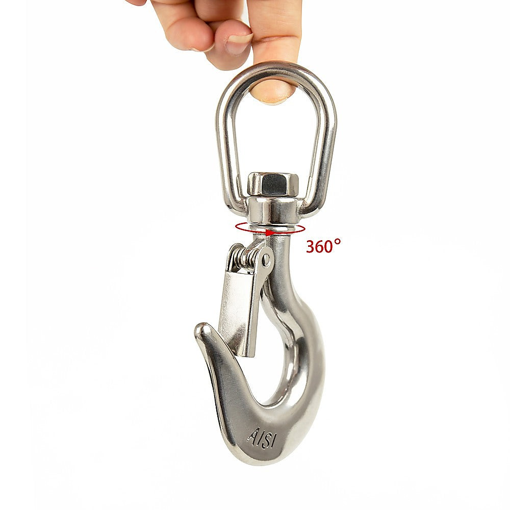 Masonry Tools: 304 Stainless Steel Swivel Lift Clevis Chain Crane Hook with Safety Lock 650kg