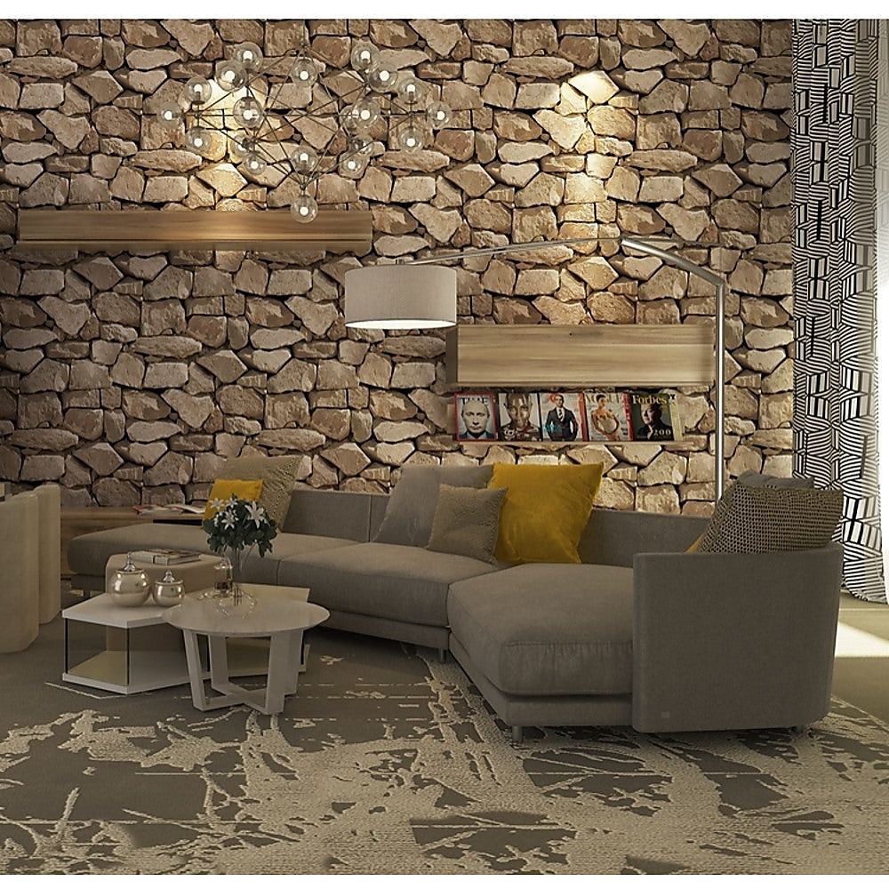 Building Materials: Rustic Rock Brick Wallpaper