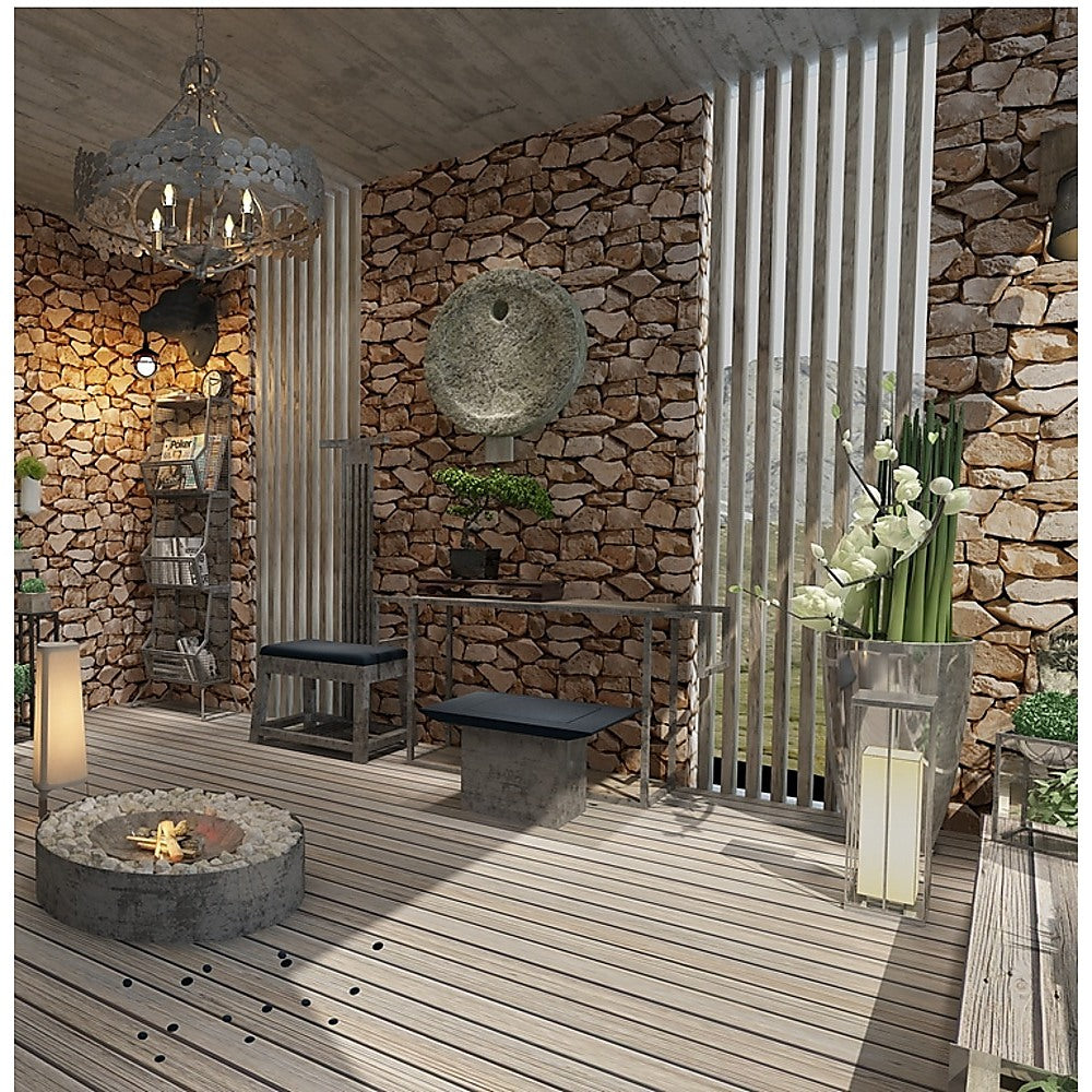 Building Materials: Rustic Rock Brick Wallpaper
