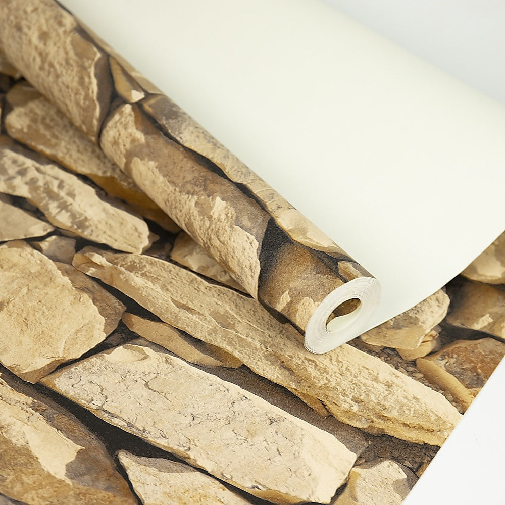 Building Materials: Rustic Rock Brick Wallpaper