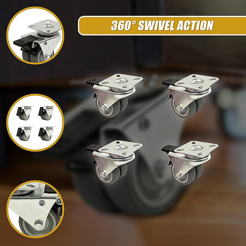 Ladders & Scaffolding: 4x 2 Inch Heavy Duty Swivel Castor Wheels 50mm Brake