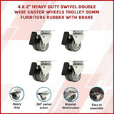 Ladders & Scaffolding: 4x 2 Inch Heavy Duty Swivel Castor Wheels 50mm Brake